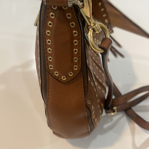 MK Michael Kors Brooklyn Grommet Leather Suede Hobo Crossbody Bag Caramel brown - Picture 5 of 17